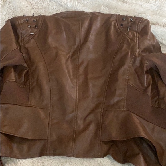 Peplum moto jacket brown studs medium M - Picture 4 of 4